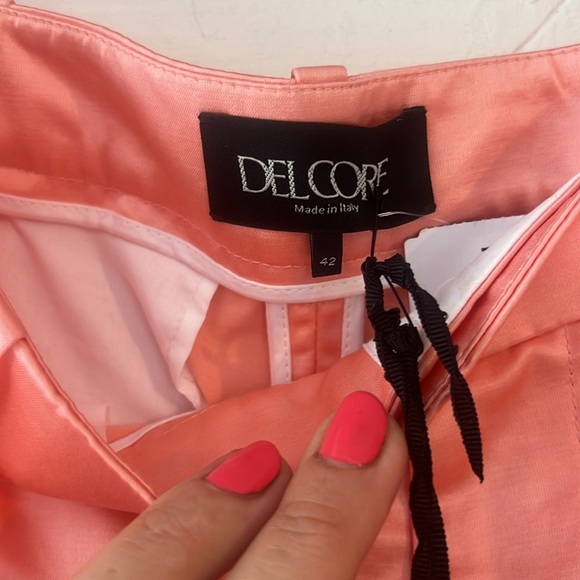 Del Core Pants Woman peach satin pant size 42 NWT - Picture 9 of 11
